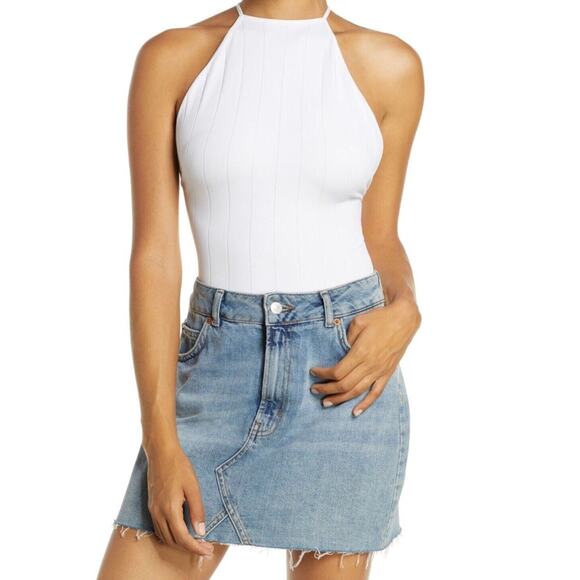 Free People Women’s Bodysuit Size XS/S Bridget Halter White Thong Beachwear - Picture 1 of 4